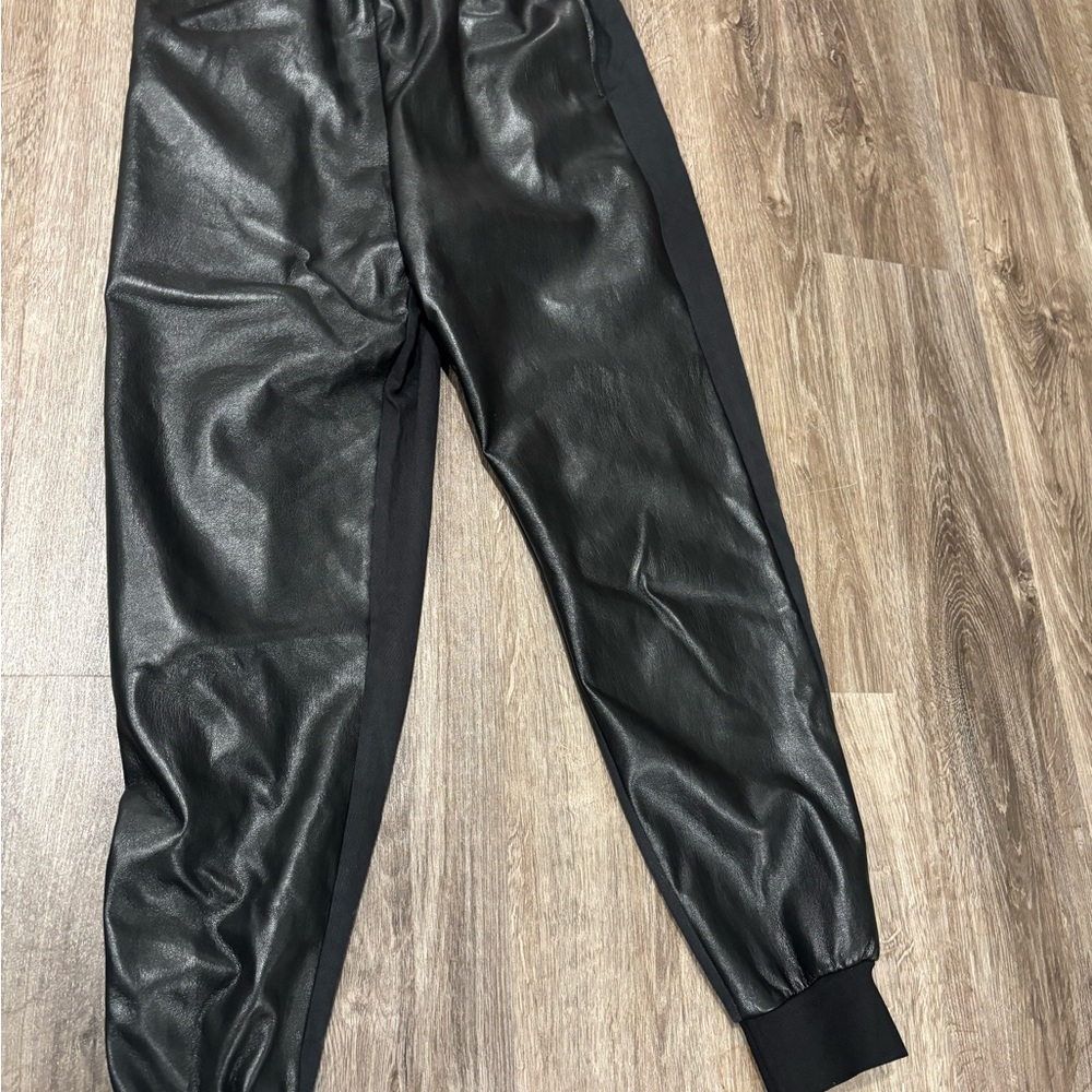 Black Leather Jogger Pants
